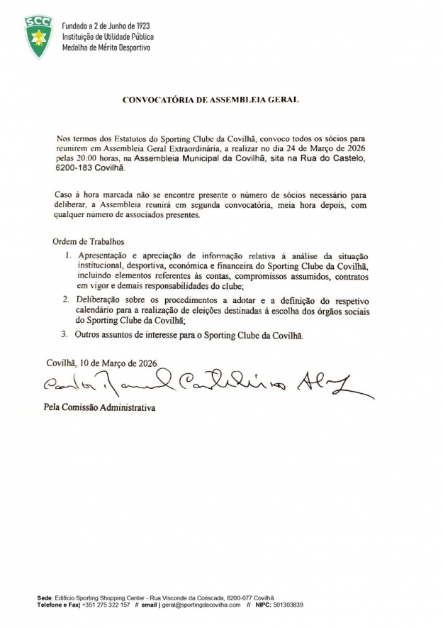 Assembleia Geral Extraordin&aacute;ria 