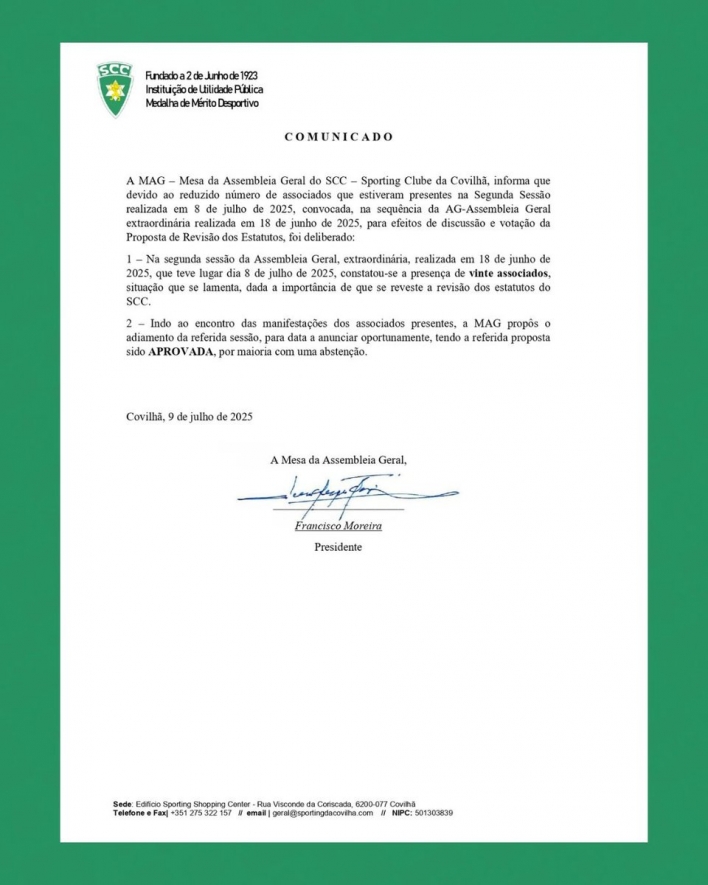 Adiamento da AG Extraordinria